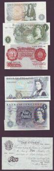 London Coins : A147 : Lot 30 : Bank of England in small folder (11) includes Beale white &pound;5 dated 1950, Bradbury &pound;1 Tre...