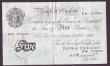London Coins : A147 : Lot 52 : Five pounds Peppiatt white B255 thick paper dated 13th October 1944 series E36 073224, inked numbers...