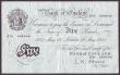 London Coins : A147 : Lot 84 : Five pounds O'Brien white B275 dated 12th May 1955 series Z70 008646, bank number on reverse, F...