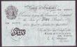 London Coins : A147 : Lot 90 : Five pounds O'Brien white B275 dated 28th April 1955 series Z58 042573, inked number on reverse...