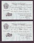 London Coins : A147 : Lot 98 : Five pounds O'Brien white B276 (2) a consecutively numbered pair dated 13th July 1955 series A2...