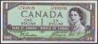 London Coins : A148 : Lot 196 : Canada $1 dated 1954, QE2 portrait at right, series L/A 7493836, "Devils Face" signed Beat...