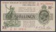 London Coins : A148 : Lot 41 : Ten shillings Warren Fisher T26 issued 1919, 1st series No. with dash D/21 320691, tiny pinhole &amp...
