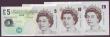 London Coins : A148 : Lot 78 : Merlyn Lowther matching numbers &pound;5 B393 HA01 005944, &pound;10 B388 AA01 005944 & &pound;2...