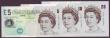 London Coins : A148 : Lot 79 : Merlyn Lowther matching numbers &pound;5 B393 HA01 005945, &pound;10 B388 AA01 005945 & &pound;2...