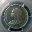 London Coins : A149 : Lot 2563 : Shilling 1893 Proof (issued in sets) ESC1362, slabbed and graded PCGS PR65, toned.
