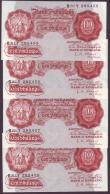 London Coins : A150 : Lot 107 : Ten shillings O'Brien B271 (4) issued 1955, a consecutively numbered run series B81Y 285455 to ...