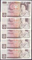 London Coins : A150 : Lot 124 : Ten pounds Gill B354 (5) a consecutively numbered run series ET43 213987 to ET43 213991, Pick379e, a...