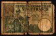 London Coins : A150 : Lot 157 : Belgian Congo 20 Francs 3.3.1920 Kinshasa Pick 10b Good with left top corner missing larger central ...