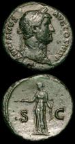 London Coins : A150 : Lot 1651 : Brass Sestertii (2) Hadrian Rome 127, Roma seated left (RCV 3585v) Fine, Ex-Quinn collection, Very r...