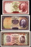 London Coins : A150 : Lot 229 : Iran (3) 5 rials issued 1938 Pick32Ad EF, 10 rials issued 1938 Pick33Ac (or 33Ad-date stamp difficul...