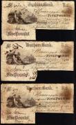 London Coins : A150 : Lot 80 : Durham Bank &pound;5 (3) dated 1882 for J.Backhouse, Grant 1071, signature cut-cancelled, inked name...