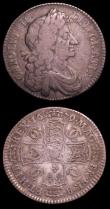 London Coins : A151 : Lot 2699 : Halfcrowns (2) 1679 ESC 481 approaching Fine with an old grey tone, comes with an old collector'...