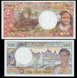 London Coins : A151 : Lot 566 : Tahiti (2) 500 francs & 1000 francs both issued 1985, signature 5, PAPEETE on reverse, Pick25d a...