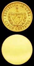 London Coins : A151 : Lot 860 : Cuba 5 Centavos 1968 Obverse and Reverse uniface trial pair, struck in gold, design as KM#34, 8.51 a...