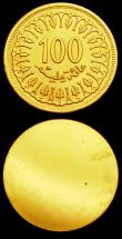 London Coins : A151 : Lot 891 : Tunisia 100 Millim 1960 Obverse and Reverse uniface trial pair,  struck in gold, design as KM#309, w...