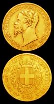 London Coins : A152 : Lot 1255 : Italy 20 Lire 1863 KM#10.1 NEF, Italian States - Sardinia 20 Lire 1859 KM#146 GF/NVF