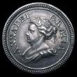 London Coins : A152 : Lot 2085 : Farthing 1714 Pattern in Silver Peck 758 dies 4*+F, Obverse: ANNA DEI GRATIA, portrait with rust spo...