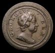 London Coins : A152 : Lot 2091 : Farthing 1719 Large Letters Obverse, with R of GEORGIVS blundered, CGS Variety 13 VF with small touc...