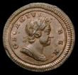 London Coins : A152 : Lot 2094 : Farthing 1719 Small Obverse Letters Peck 812 EF with a striking crack at the top of the reverse, sla...