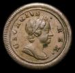 London Coins : A152 : Lot 2096 : Farthing 1720 Small Obverse Letters Peck 818 EF with a spot below the King's chin, slabbed and ...