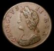 London Coins : A152 : Lot 2102 : Farthing 1730 Second G of GEORGIVS struck over a lower, incomplete G, CGS Variety 05, EF with a trac...