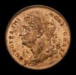 London Coins : A152 : Lot 2157 : Farthing 1825 D over U in DEI CGS Variety 04 UNC with around 75% lustre, uneven on the obverse, slab...