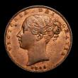 London Coins : A152 : Lot 2200 : Farthing 1843 Reverse A (Flaw by Britannia's right arm) 9 1/2 teeth date spacing. (Note 1 point...