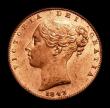 London Coins : A152 : Lot 2201 : Farthing 1843 Reverse B. (No flaw by Britannia's right arm) 9 3/4 teeth date spacing. B of BRIT...