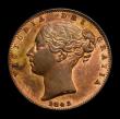 London Coins : A152 : Lot 2202 : Farthing 1843 Reverse B. (No flaw by Britannia's right arm) Reverse B. 9 1/4 teeth date spacing...