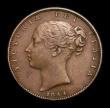 London Coins : A152 : Lot 2205 : Farthing 1844 Reverse A (flaw by Britannia's right arm), with only the top colon dot after FID,...