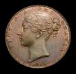 London Coins : A152 : Lot 2209 : Farthing 1845 Reverse B. 9 teeth date spacing. B of BRITANNIAR has no top serif, lower serif fully s...