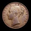 London Coins : A152 : Lot 2218 : Farthing 1848 Reverse C. Shows characteristics of Reverse B coupled with the die flaw by Britannia&#...