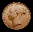 London Coins : A152 : Lot 2223 : Farthing 1850 5 over 4, 9 teeth date spacing, CGS Variety 07 UNC or near so, slabbed and graded CGS ...