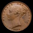 London Coins : A152 : Lot 2239 : Farthing 1855 WW Incuse, Double break to shamrock stem, CGS Variety 03, UNC or near so, toned, slabb...