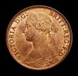 London Coins : A152 : Lot 2267 : Farthing 1865 Thin 8 in date CGS Variety 03, UNC and lustrous, slabbed and graded CGS 80, the joint ...