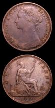 London Coins : A152 : Lot 2498 : Pennies (2) 1876H Wide Date Freeman 87 dies 8+J NVF Ex-Croydon Coin Auction 4/9/2001 hammer price &p...