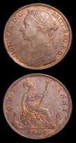 London Coins : A152 : Lot 2504 : Pennies (2) 1888 I's in VICTORIA have no top left serifs Freeman dies 12+N EF with traces of lu...