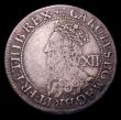 London Coins : A153 : Lot 1986 : Shilling Charles I Second Milled Issue 1638-9 Briot's Late Bust S.2859 Cross only to inner circ...