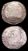 London Coins : A153 : Lot 2107 : Halfcrown Charles I Group III, type 3a3, S.2778 mintmark ( P ) Near Fine with some flan stress marks...