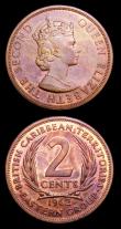 London Coins : A153 : Lot 2158 : East Caribbean States - British Caribbean Territories (2) Two Cents 1962 Proof KM#3 UNC toned with s...