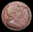 London Coins : A153 : Lot 2239 : Halfpenny 1694 Peck 602 GEF the flan with some light porosity, a very high grade example for this ty...
