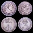 London Coins : A153 : Lot 2262 : Maundy Set 1818 ESC 2423 an assembled set Fourpence NEF/GVF, Threepence NEF toned, Twopence GVF with...
