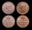 London Coins : A153 : Lot 2274 : Quarter Farthings (4) 1839 Peck 1608 UNC toned, 1851 Peck 1609 AU/GEF, 1852 Peck 1610 EF, 1853 Peck ...