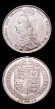 London Coins : A153 : Lot 2296 : Shillings (2) 1889 Large Jubilee Head ESC 1355 Davies 986 dies 2D UNC and lustrous with some contact...