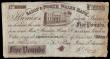 London Coins : A153 : Lot 244 : Salop & North Wales Bank &pound;5, Shrewsbury issue dated 1841 series No.B7530 for Price, Jones ...