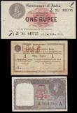London Coins : A153 : Lot 330 : India 1 rupee dated 1917 series Y/97 445775 with McWatters signature, Pick1e, this series commonly i...