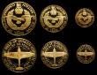 London Coins : A153 : Lot 836 : Battle of Britain 25th Anniversary Commemorative Medals a 3-piece set undated (1965) in 18 carat gol...