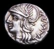 London Coins : A154 : Lot 1519 : Ar denarius.  M. Baebius Q.f. Tampilus, Denarius, Rome.  C, 137 BC.  Obv; Helmeted head of Roma l.; ...