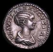 London Coins : A154 : Lot 1550 : Roman Denarius Plautilla (202AD) marriage of Plautilla to Caracalla, Plautilla standing right on lef...